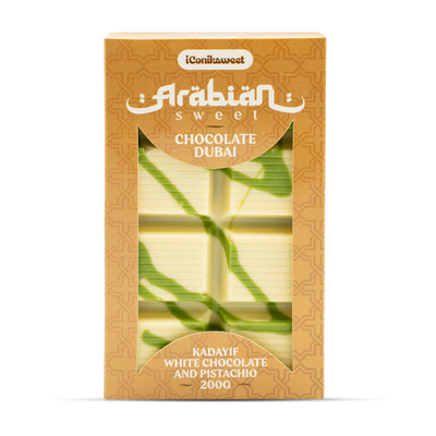 Tablette de Chocolat Dubai - Kayadif Chocolat blanc & Pistache (200g)