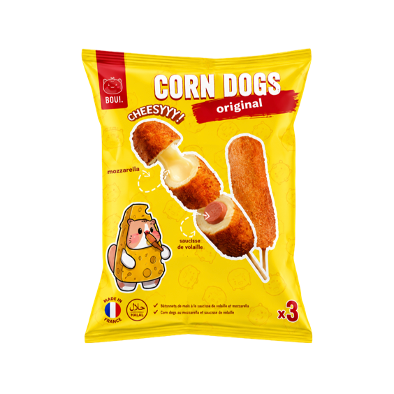 Brochette Corn Dog Original Mozzarella BUDJI 285g - pièce individuelle