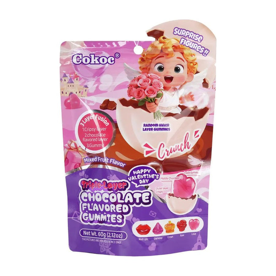 Cokoc Valentine's Day Triple-Layer Mixed Fruit Flavored Gummies (60g)