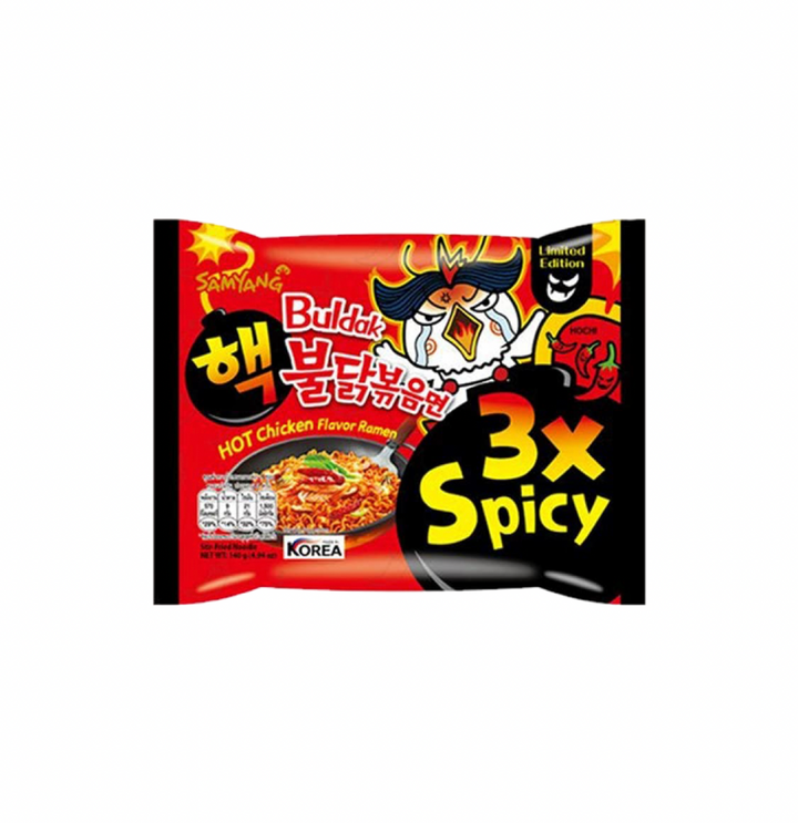 Paquet de nouilles Samyang Buldak 3x Hot, la version très pimentée