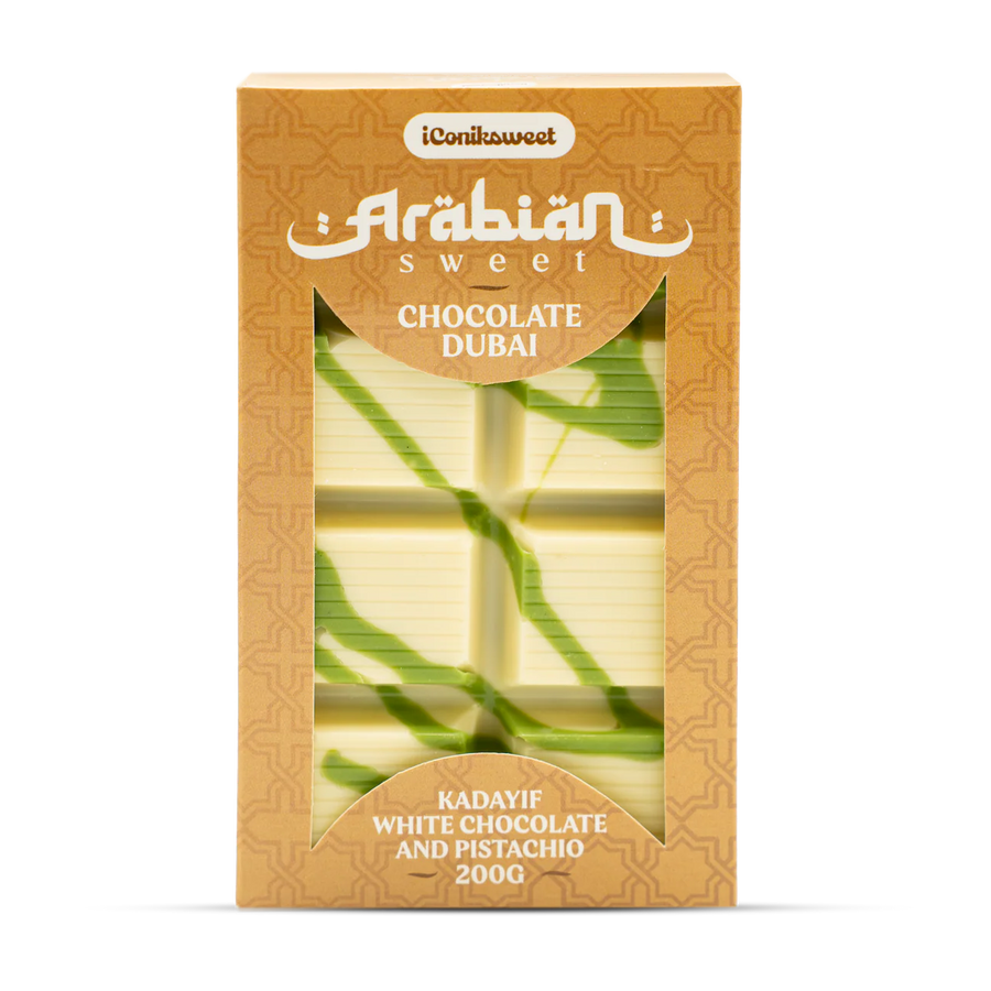 Tablette de Chocolat Dubai - Kayadif Chocolat blanc & Pistache (200g)